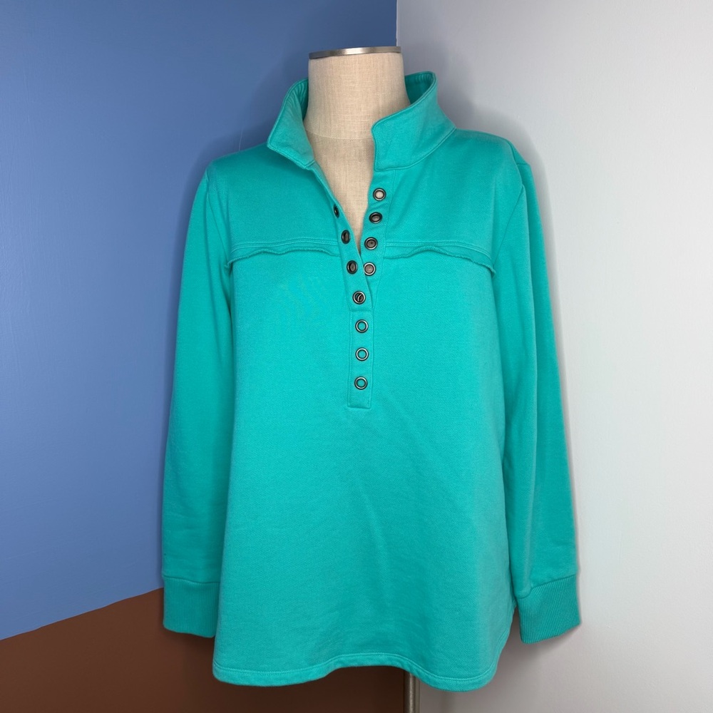 Soft Surroundings Neera French Terry Tunic Turquoise Size Large